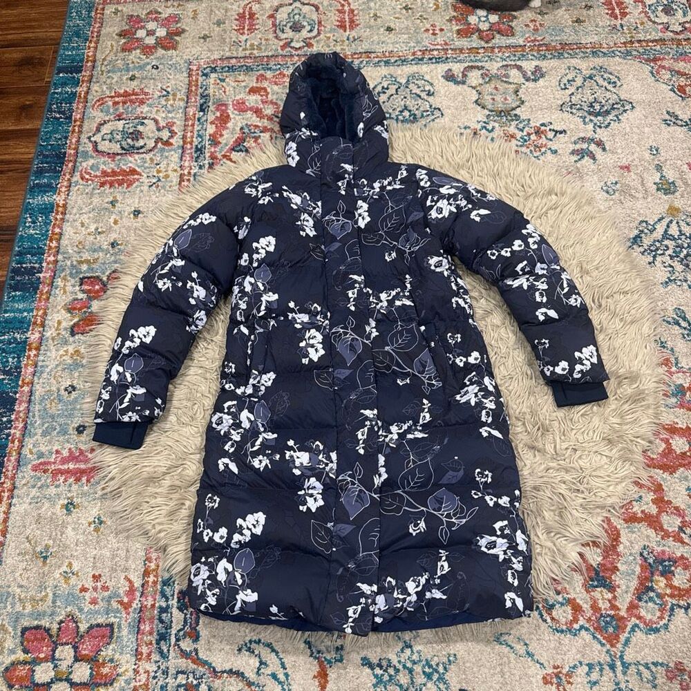 Columbia Women's Navy Floral Long Puffer Coat - Picture 6 of 13